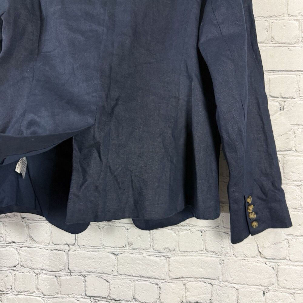 QUINCE European Linen Structured Blazer Jacket Women L Deep Navy Minimalist - Picture 11 of 14